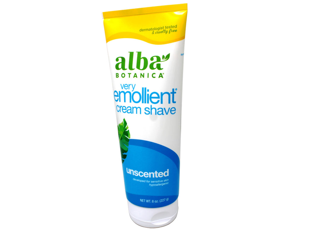 Application on skin of Alba Botanica Very Emollient Unscented cream shave