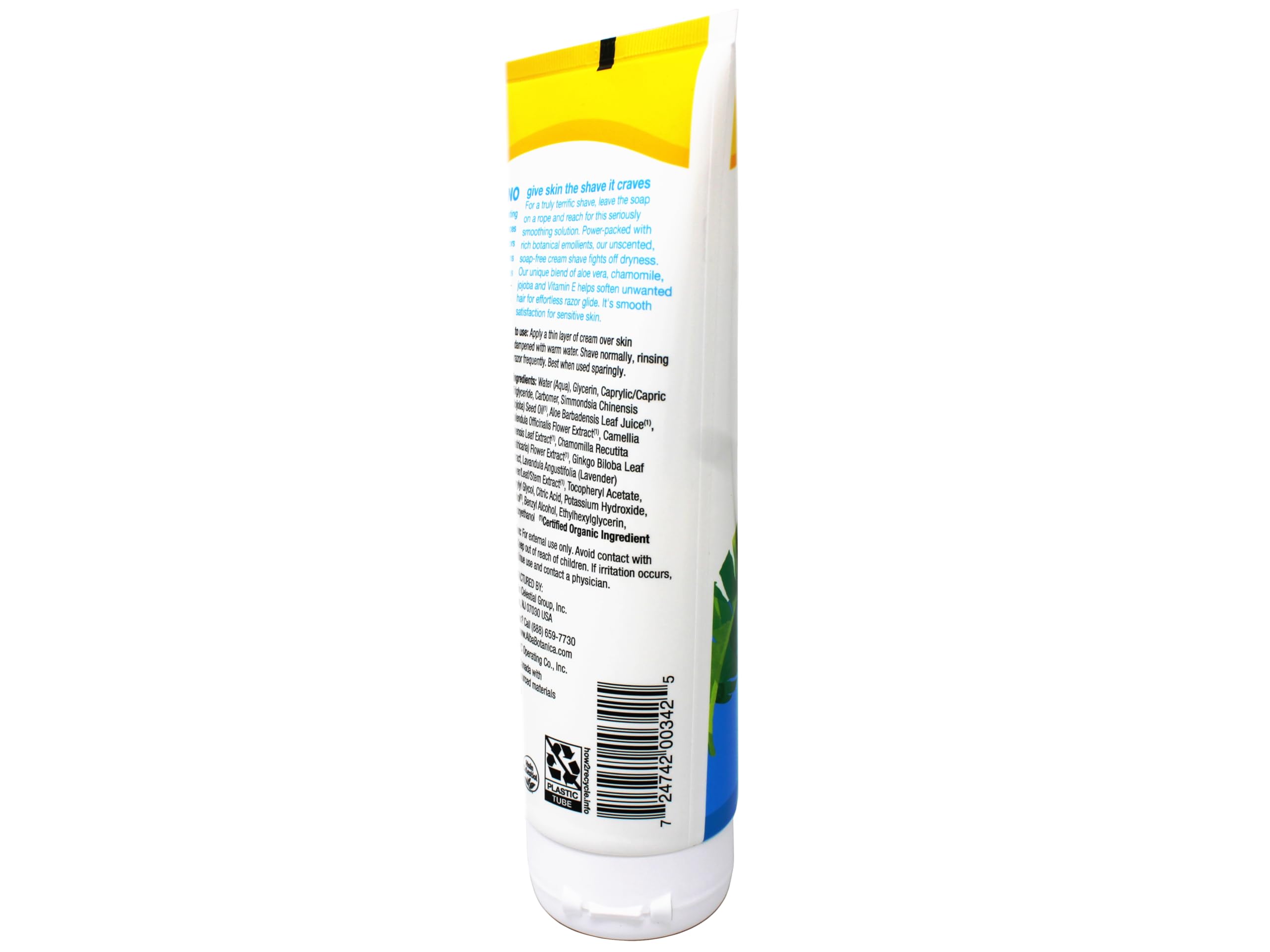 Bathroom shelf with Alba Botanica Very Emollient Unscented shave cream 3-pack