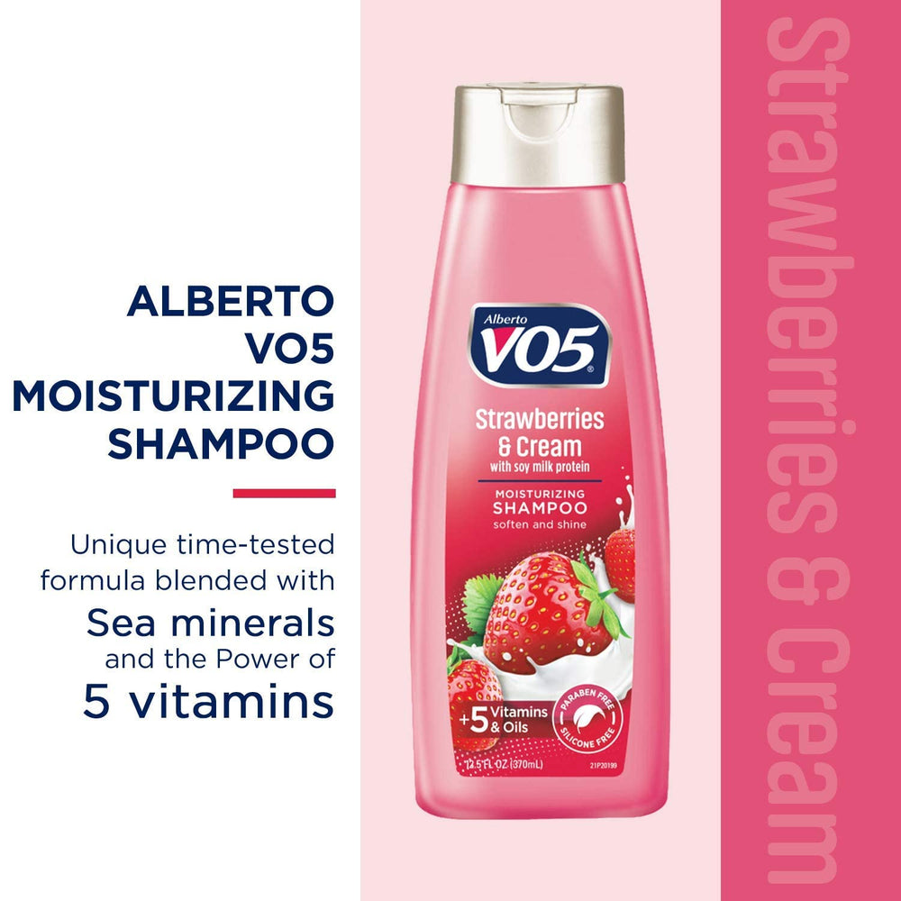Alberto Moisture Milks Shampoo Strawberries application image demonstrates easy daily use.