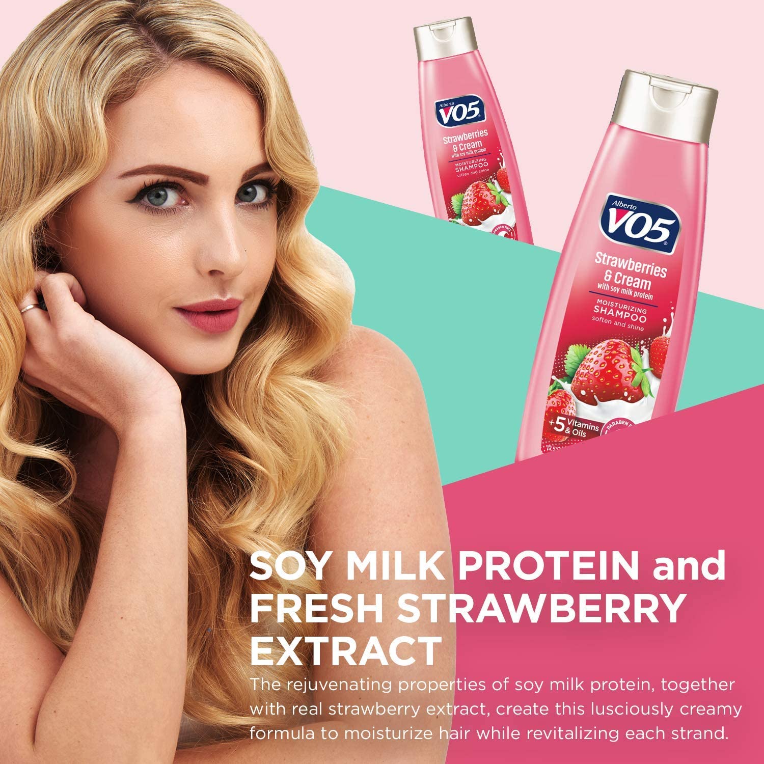 Alberto Moisture Milks Shampoo Strawberries foam detail highlights creamy texture.