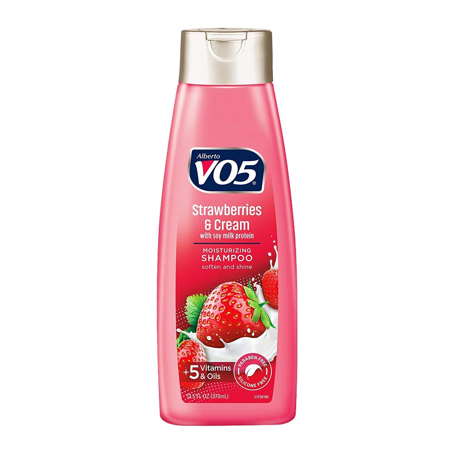 Alberto Moisture Milks Shampoo Strawberries front view showcases branding and bottle design.