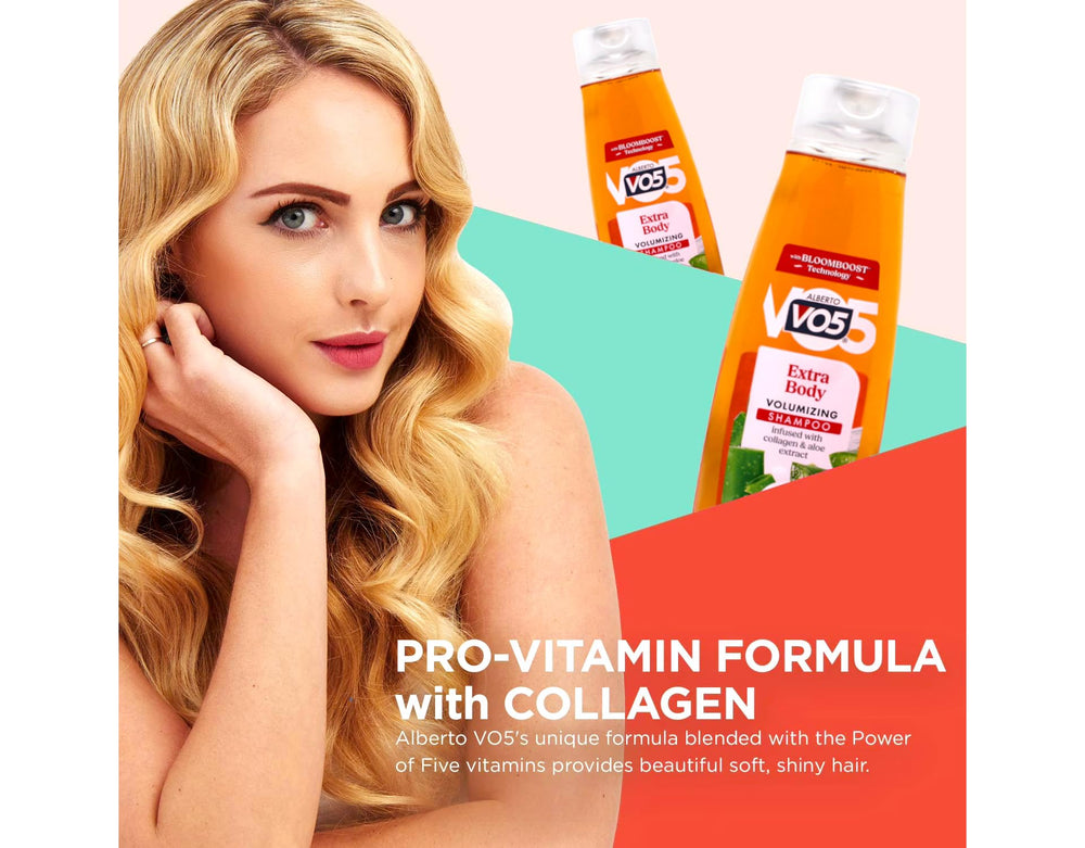 A person applies Alberto VO5 to hair for extra body during wash.