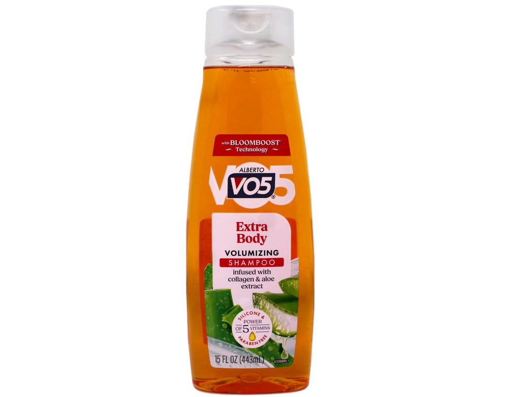 Alberto VO5 shampoo bottle with pump for easy, steady lather.