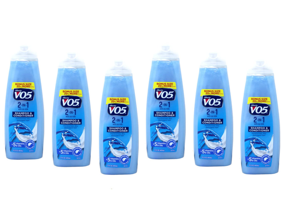 Alberto VO5 2-in-1 moisturizing shampoo conditioner bottle front for everyday softness and shine