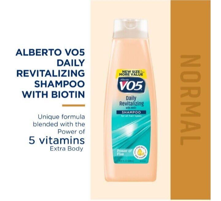 Close-up of shiny, smooth strands after using Alberto VO5 Daily Revitalizing Shampoo.