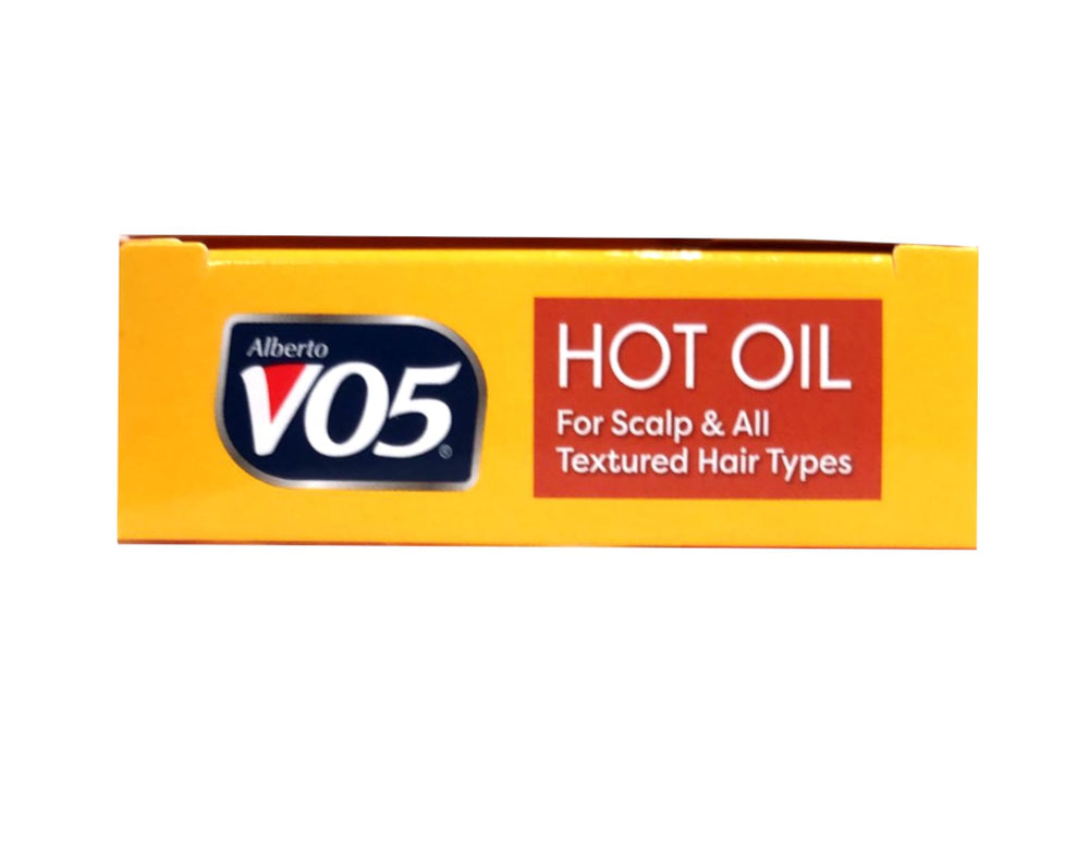 Alberto VO5 Hot Oil Therapy hair shine closeup emphasizes hydration.