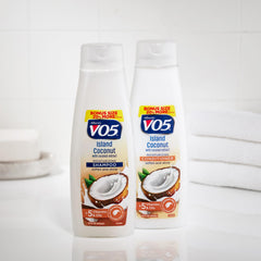 Shimmering lather of Alberto VO5 Island Coconut Shampoo enriching hair texture