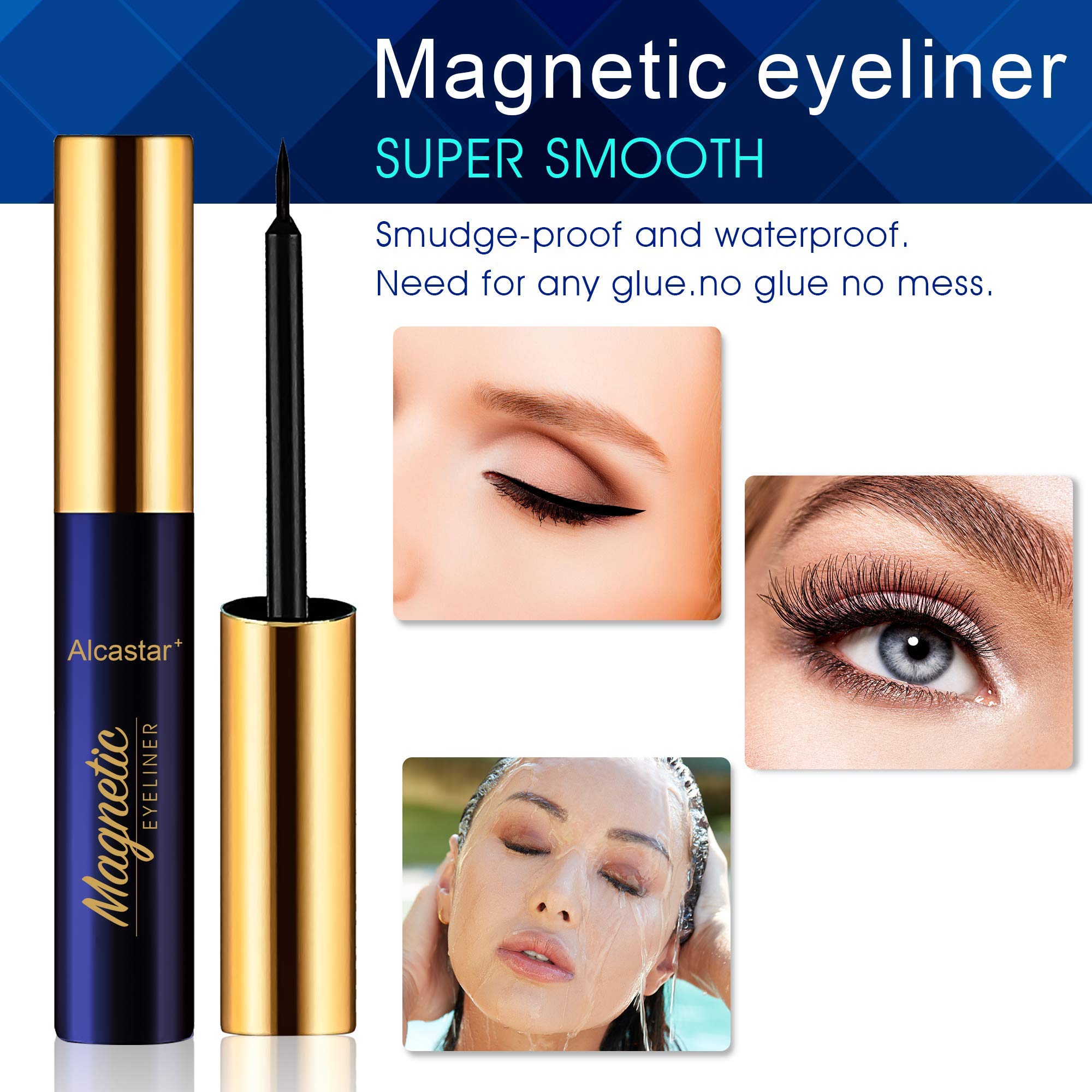 Alcastar+ magnetic eyeliner liquid with ultra-fine particles for secure grip