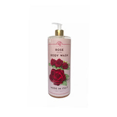 Alchimia Rose moisturizing body wash bottle for daily use and Italian craftsmanship.