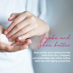 Shea butter and jojoba ingredients in Alchimie Forever balm provide gentle hydration.
