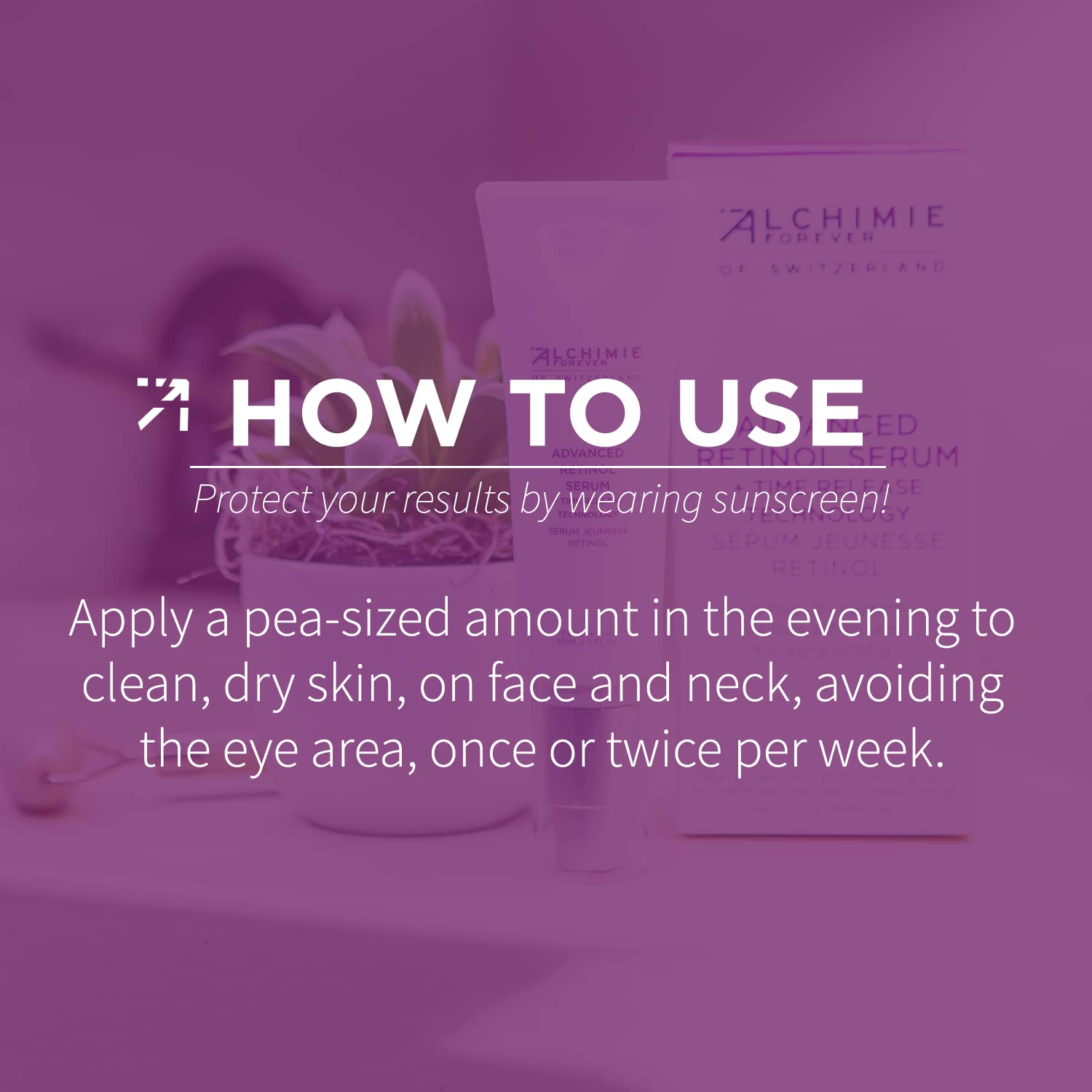 Alchimie Forever serum applied to face and neck during nightly routine