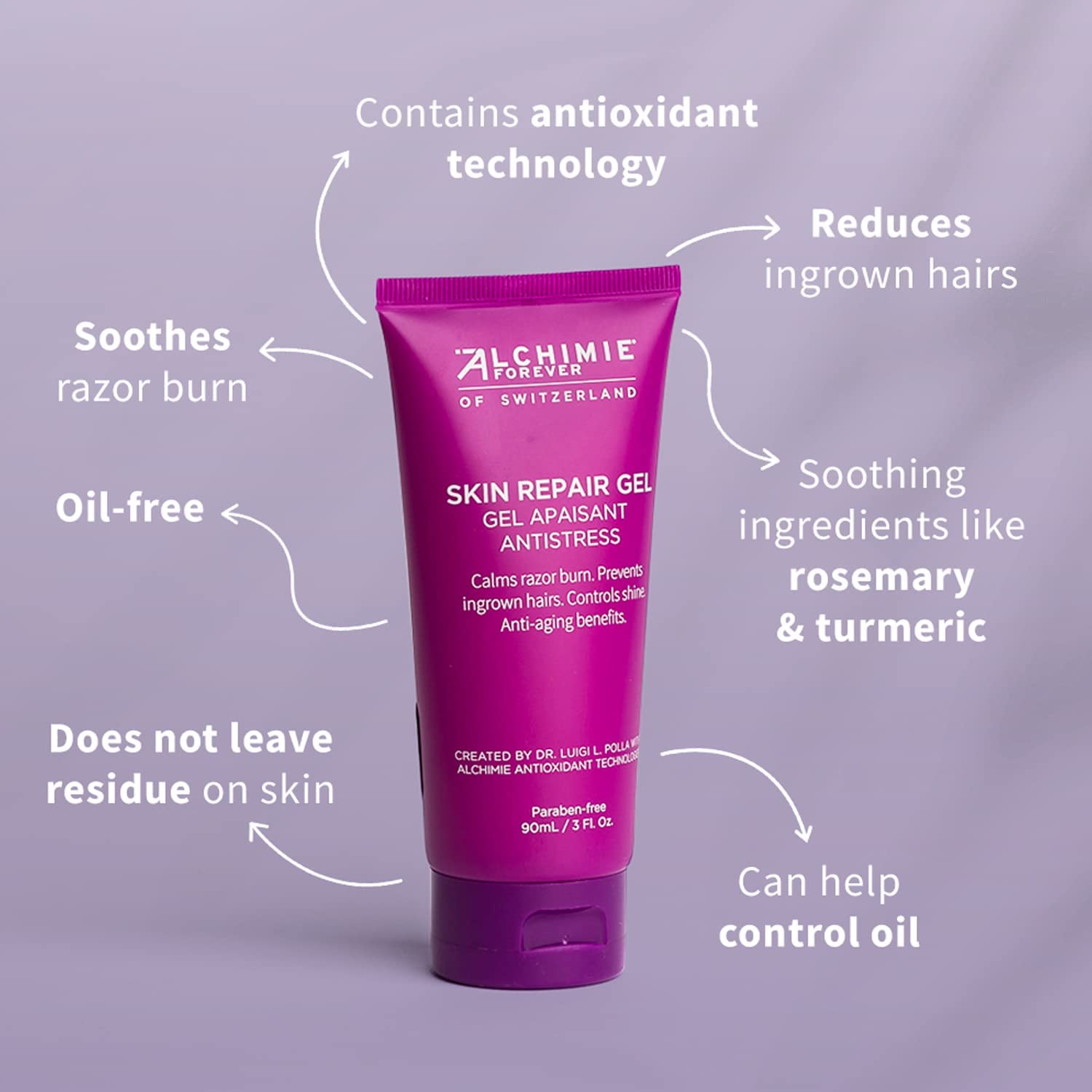 Alchimie Forever Skin Repair Gel for face and neck use after shaving