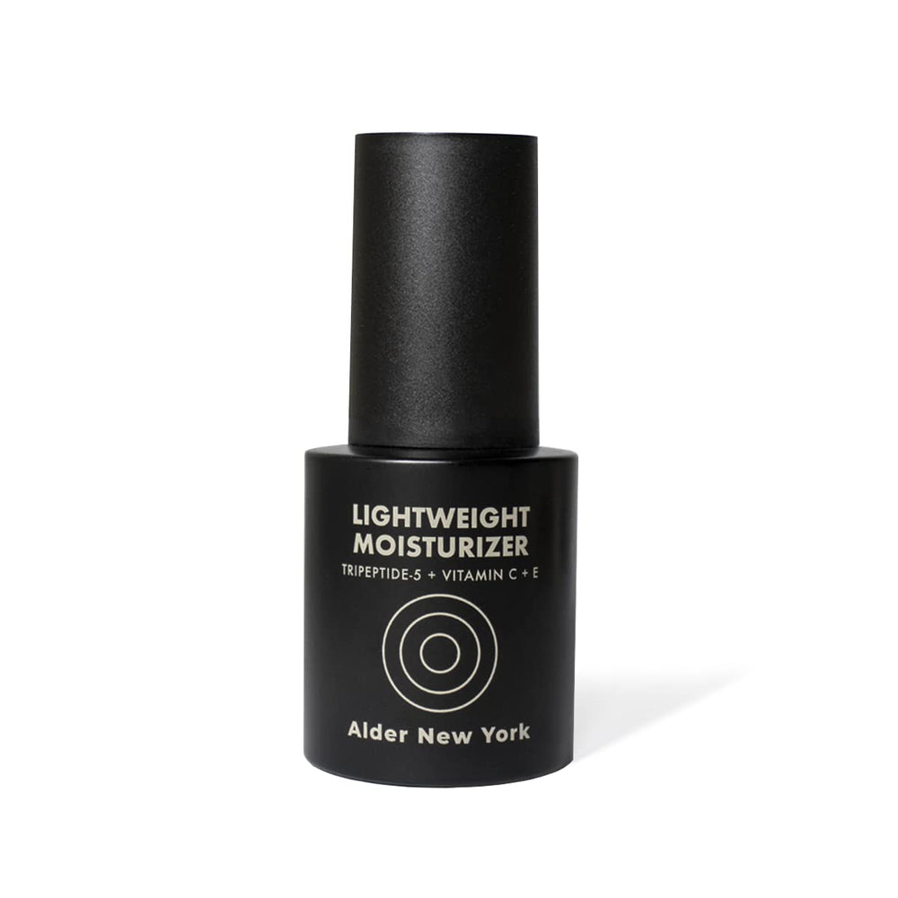 Alder New York Lightweight Moisturizer bottle pour shows fast-absorbing hydration for all skin types