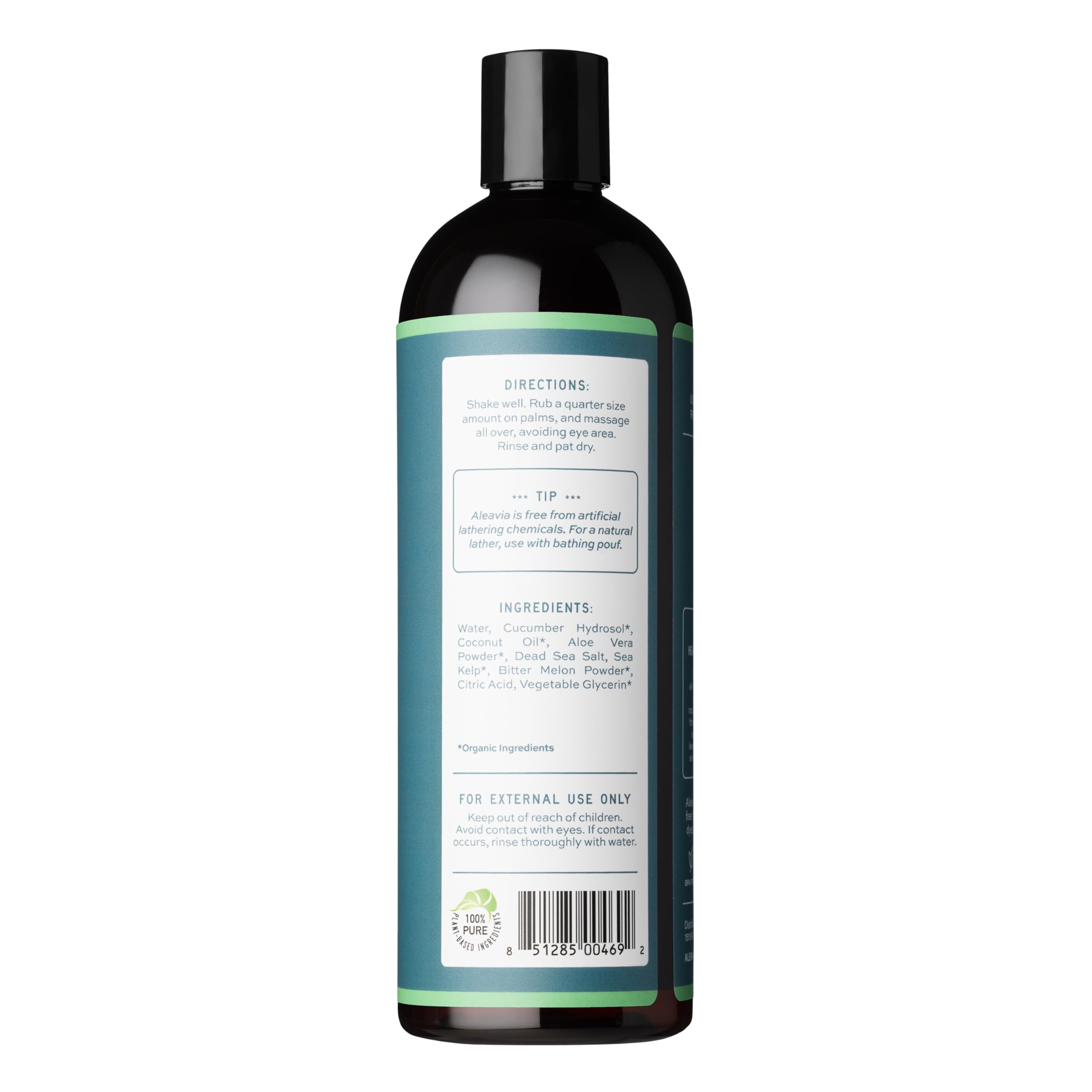 Creamy Aleavia Body Cleanse foam demonstrates hydrating lather for balanced skin.