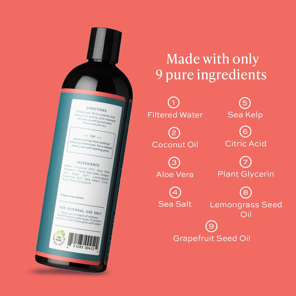 Aleavia Citrus Bliss ingredients highlight organic botanicals and a prebiotic formula for skin harmony.