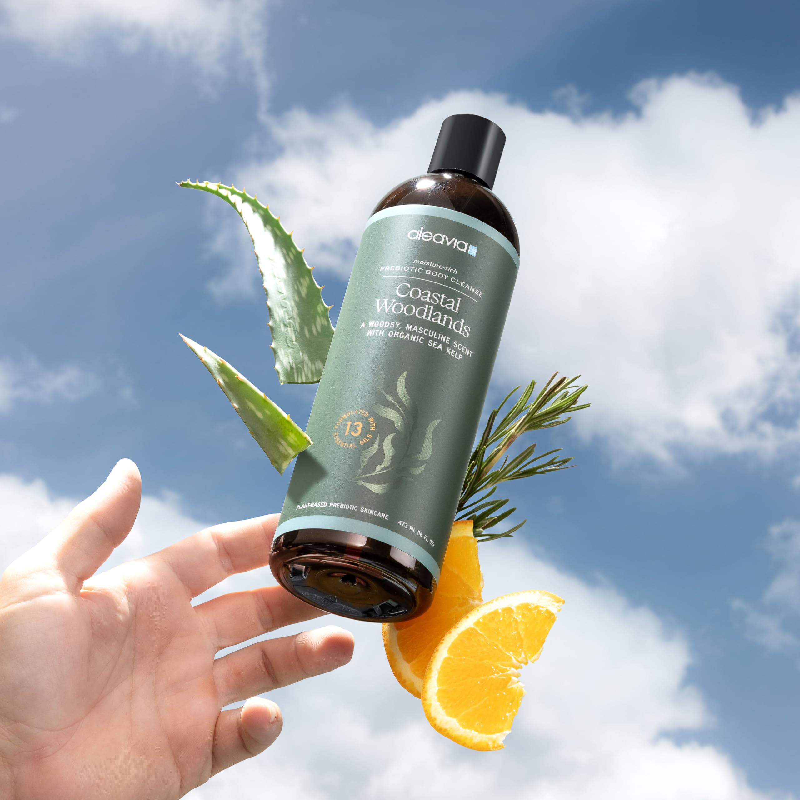Aleavia Coastal Woodlands forest-themed label hints at nature-inspired daily cleansing.