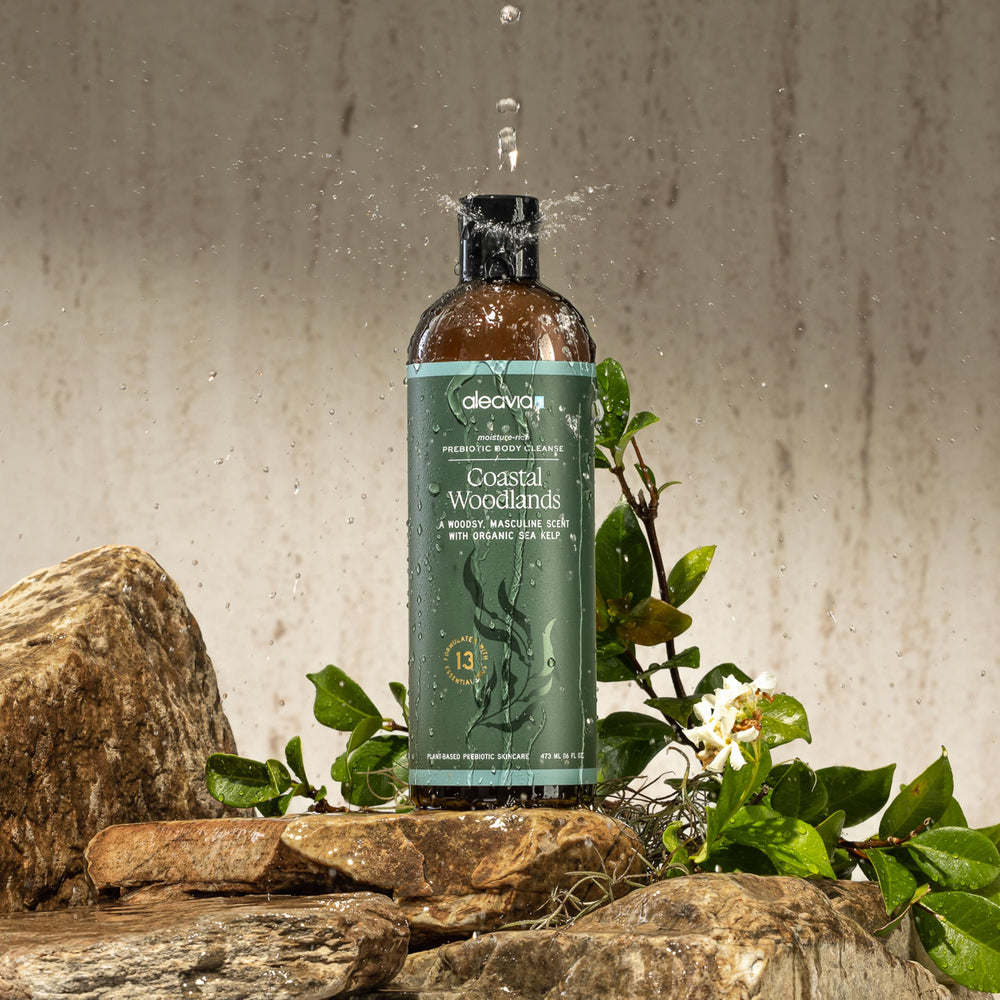 Aleavia Coastal Woodlands skin close-up shows hydrated, balanced skin.