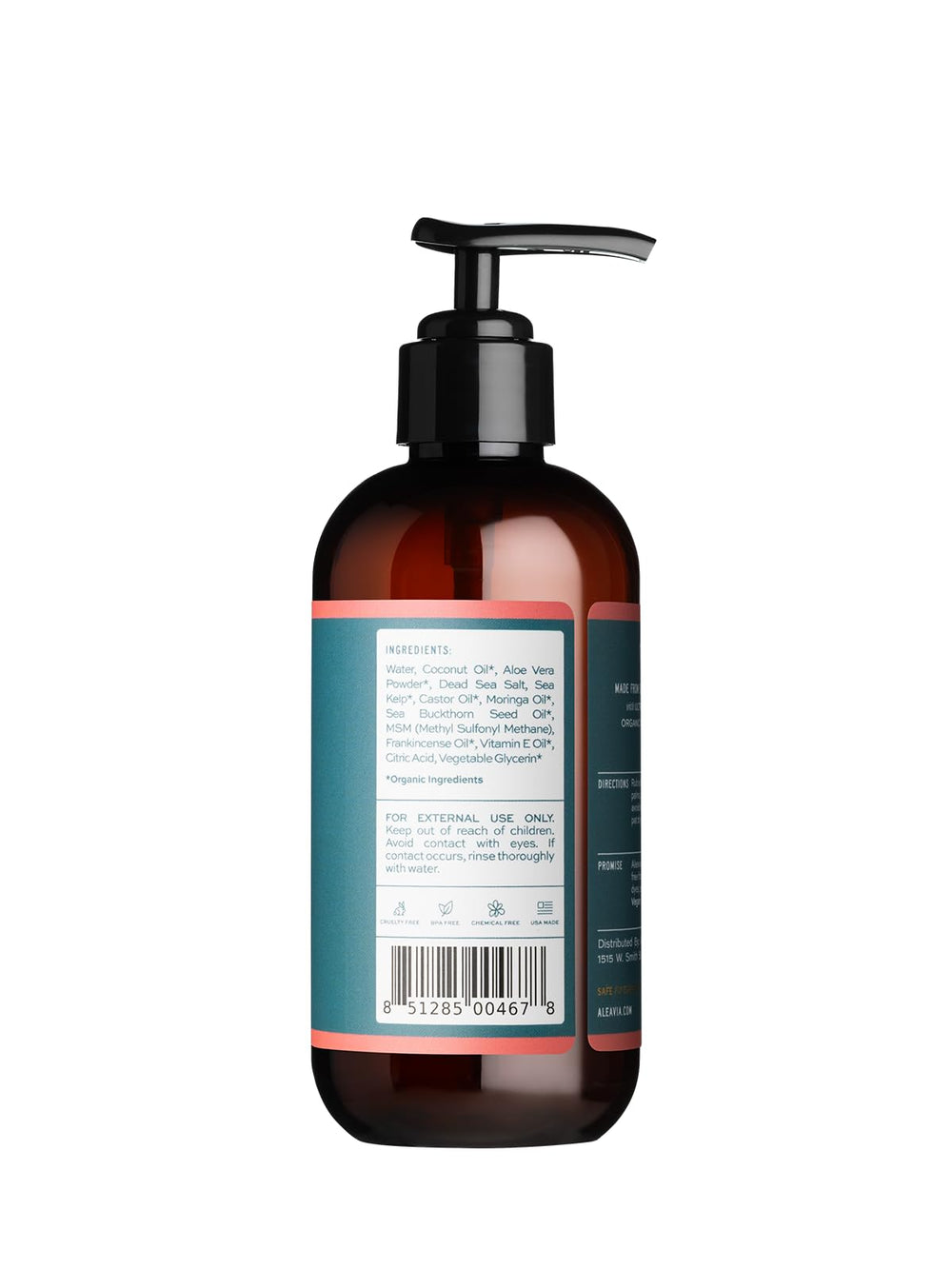 Aleavia Purifying Facial Cleanse label close-up showing fragrance-free formula for sensitive skin.