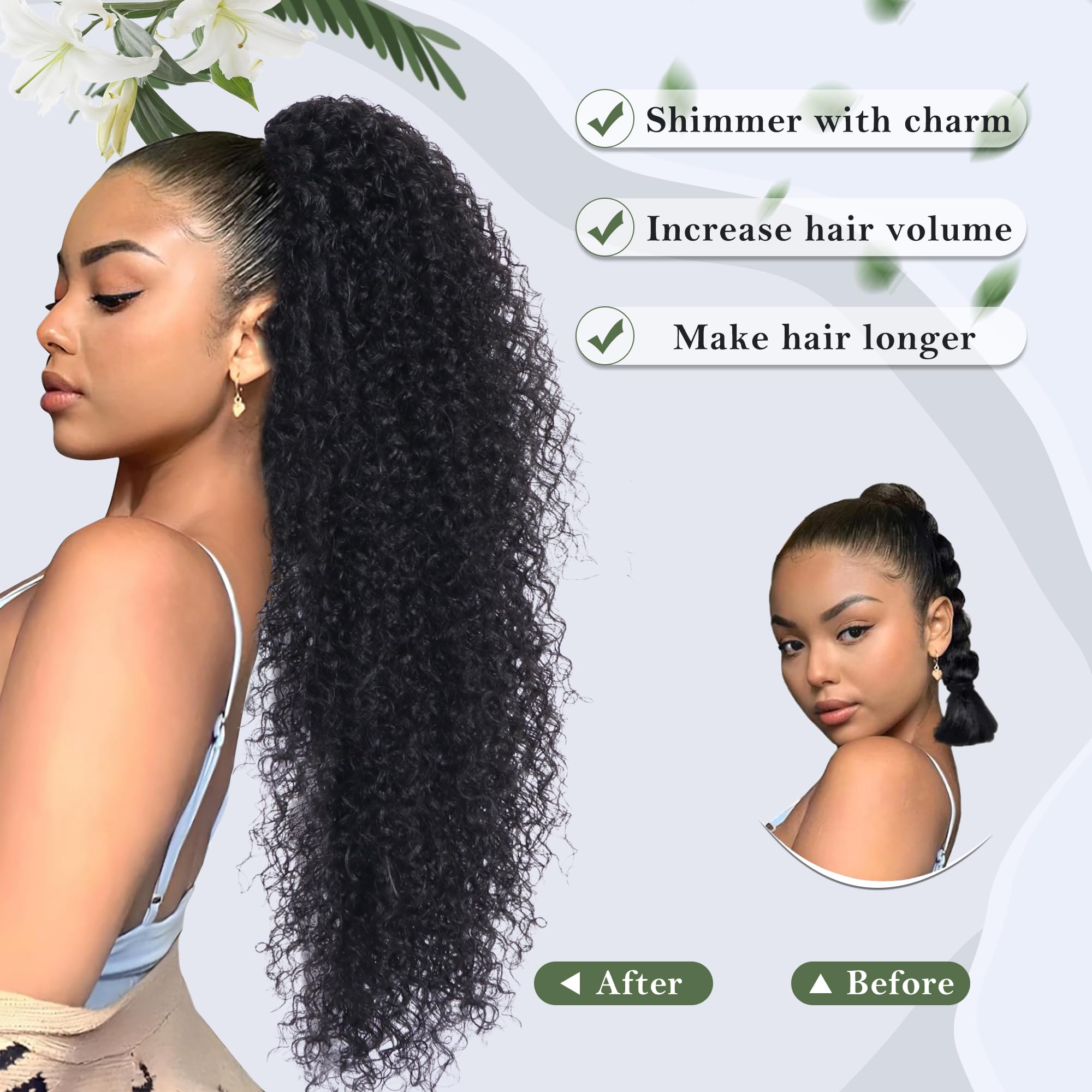 Alebery drawstring ponytail offers easy-wear design for quick daily styling.