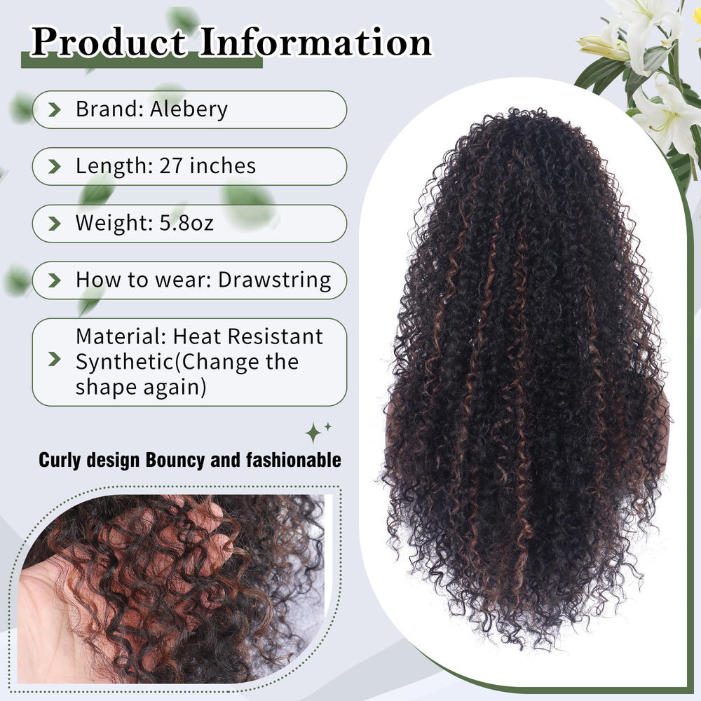 Alebery synthetic-human hair blend ponytail offers lightweight, tangle-free wear.