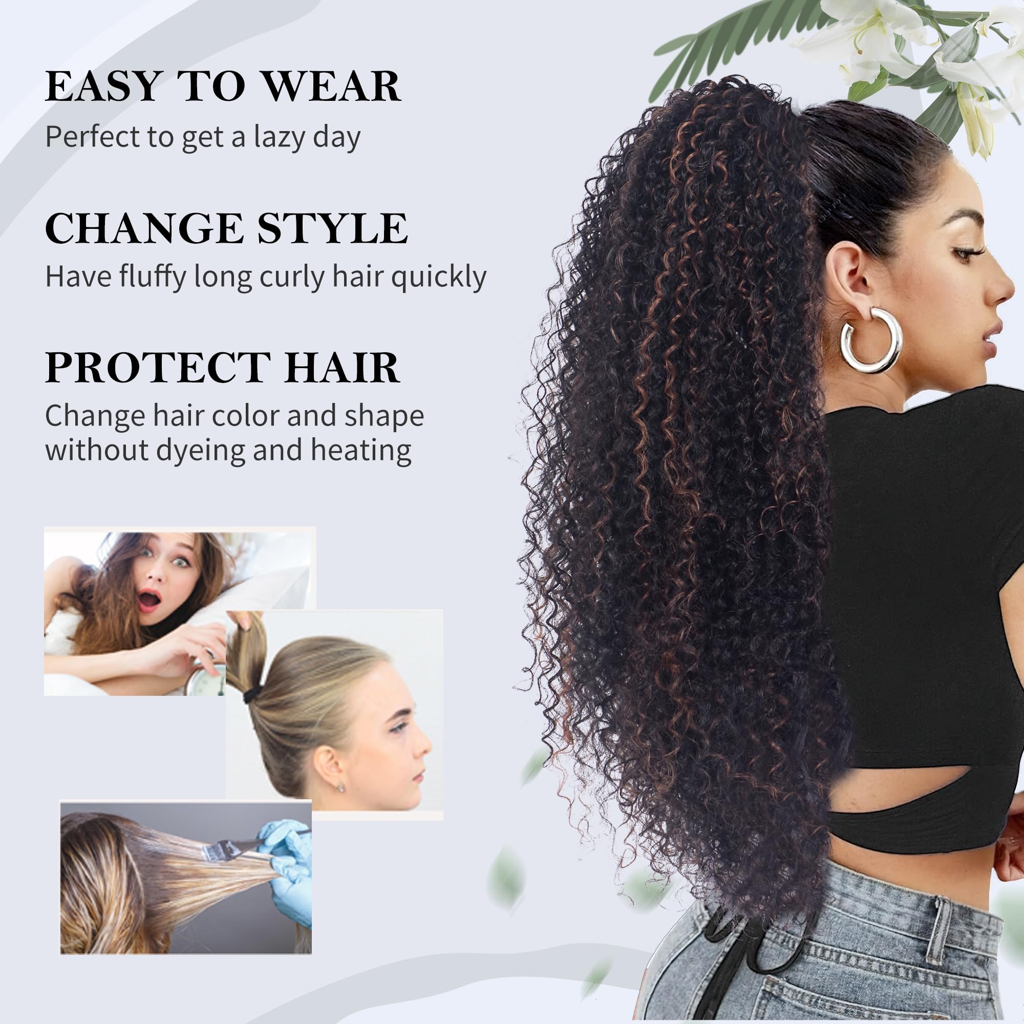 Alebery tangle-free ponytail extension reduces snags and easy removal.