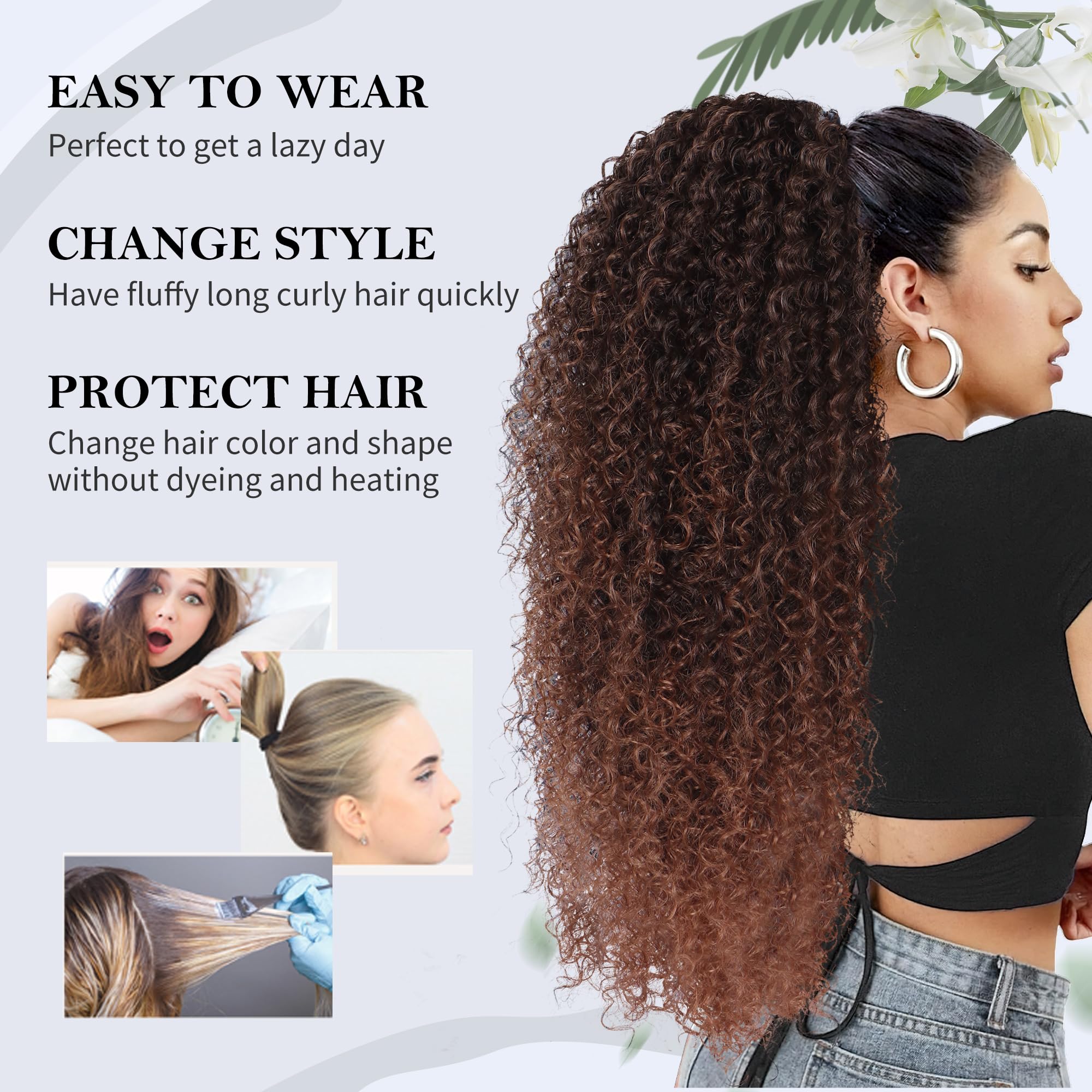 Alebery tangle-free ponytail demonstrates easy removal after wear.