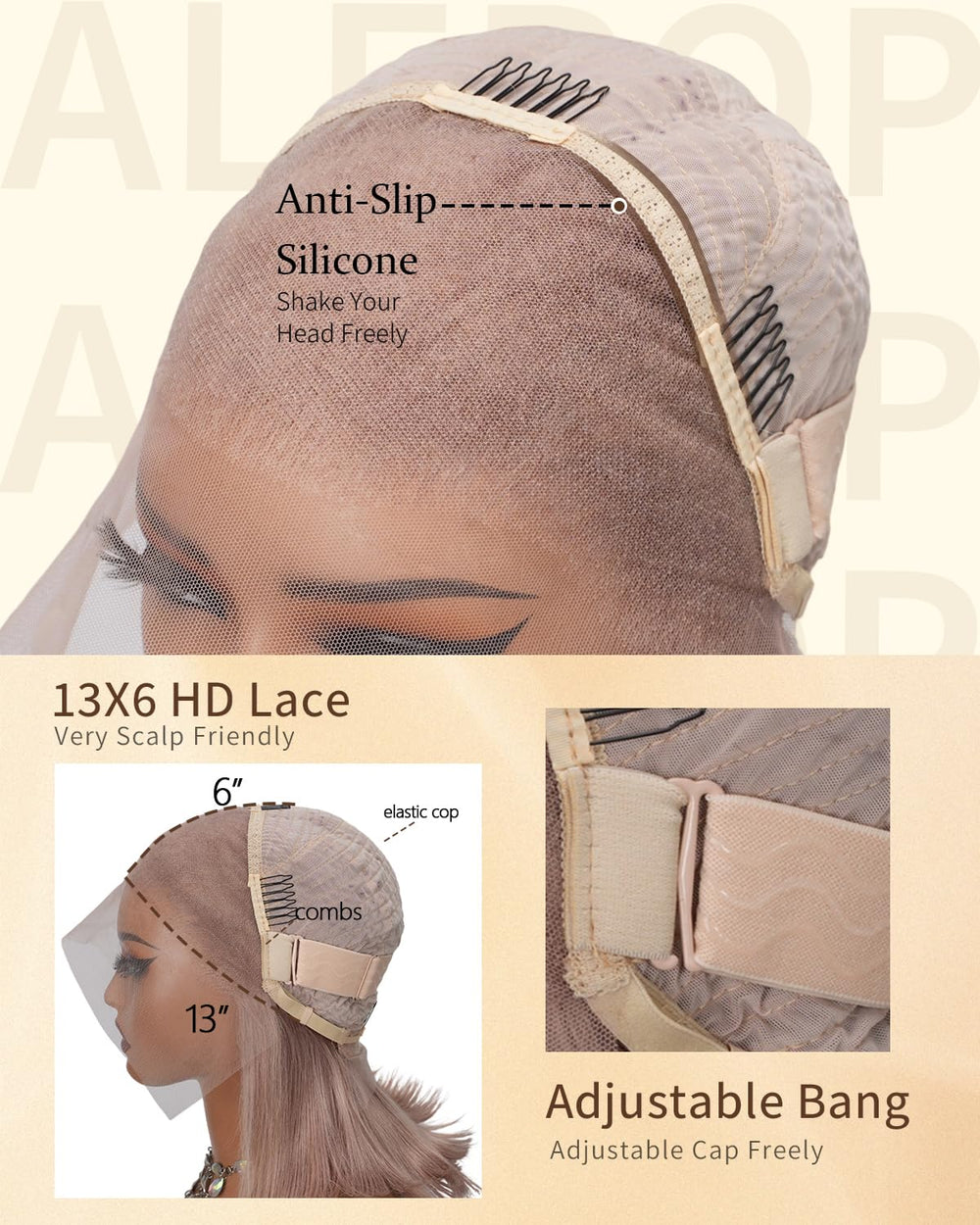 Alepop ash blonde wig 6-inch deep part for flexible parting
