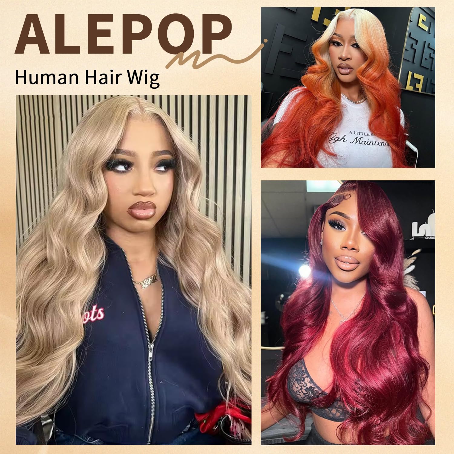 Alepop ash blonde wig glueless design for quick, tool-free wear