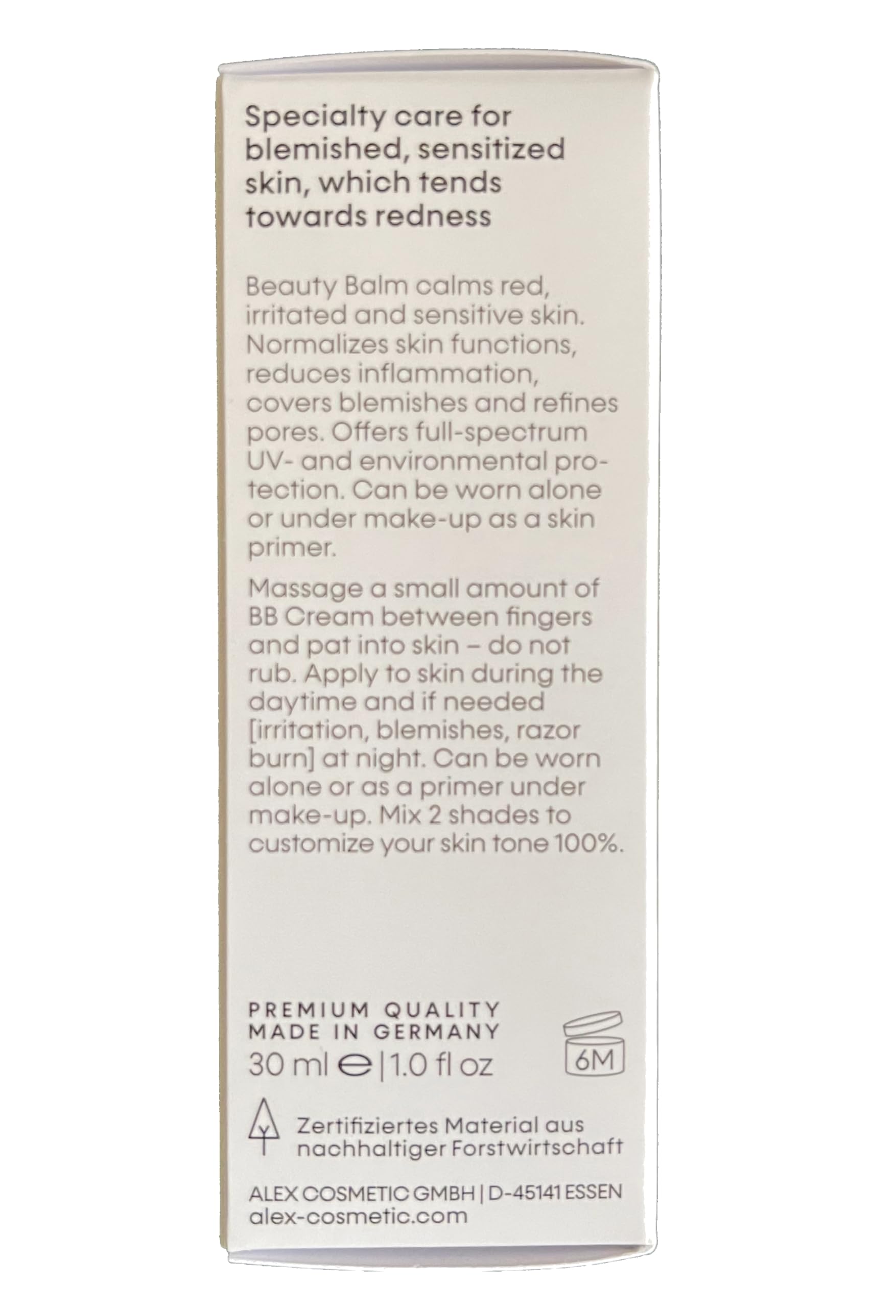 Alex Cosmetic BB Cream Medium Tone all-weather application shows daily protection and easy coverage.