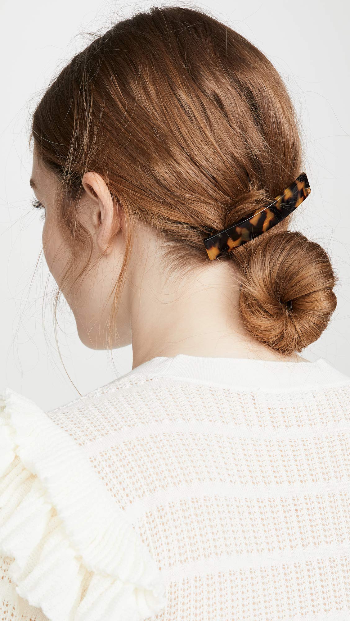 Alexandre de Paris Tokyo tortoise hair clip side view highlighting lightweight design