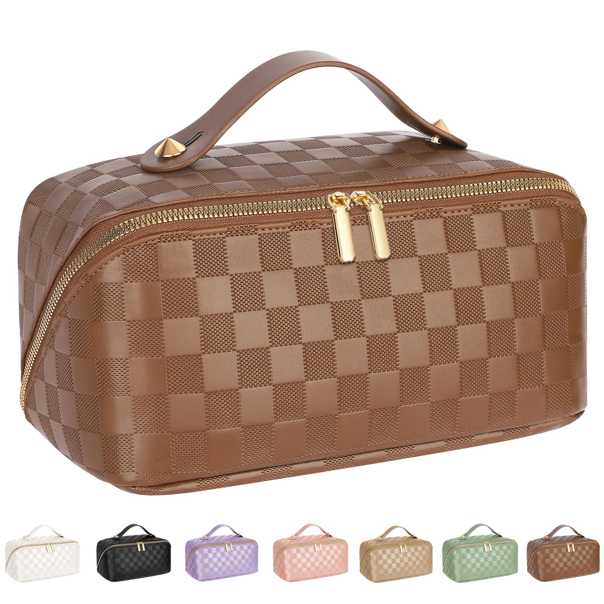 ALEXTINA large-capacity travel cosmetic bag keeps essentials organized on the go.