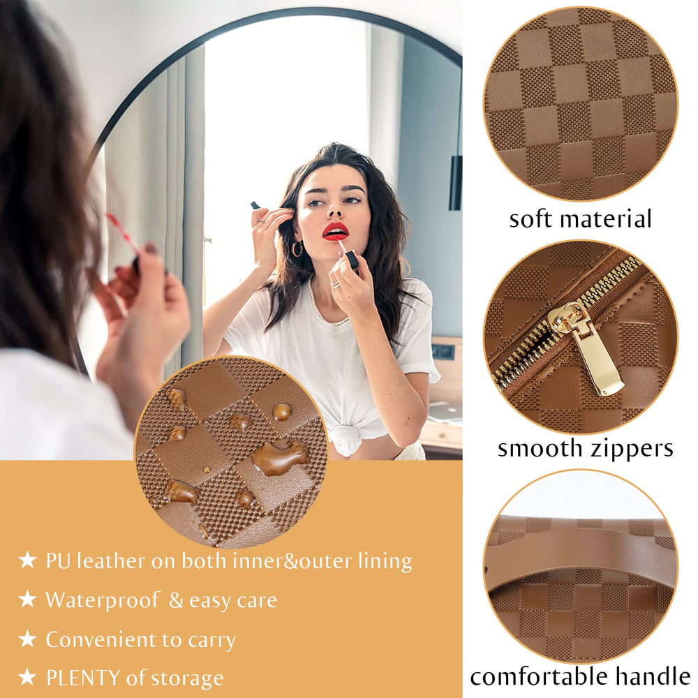 ALEXTINA waterproof PU leather protects contents during travel.