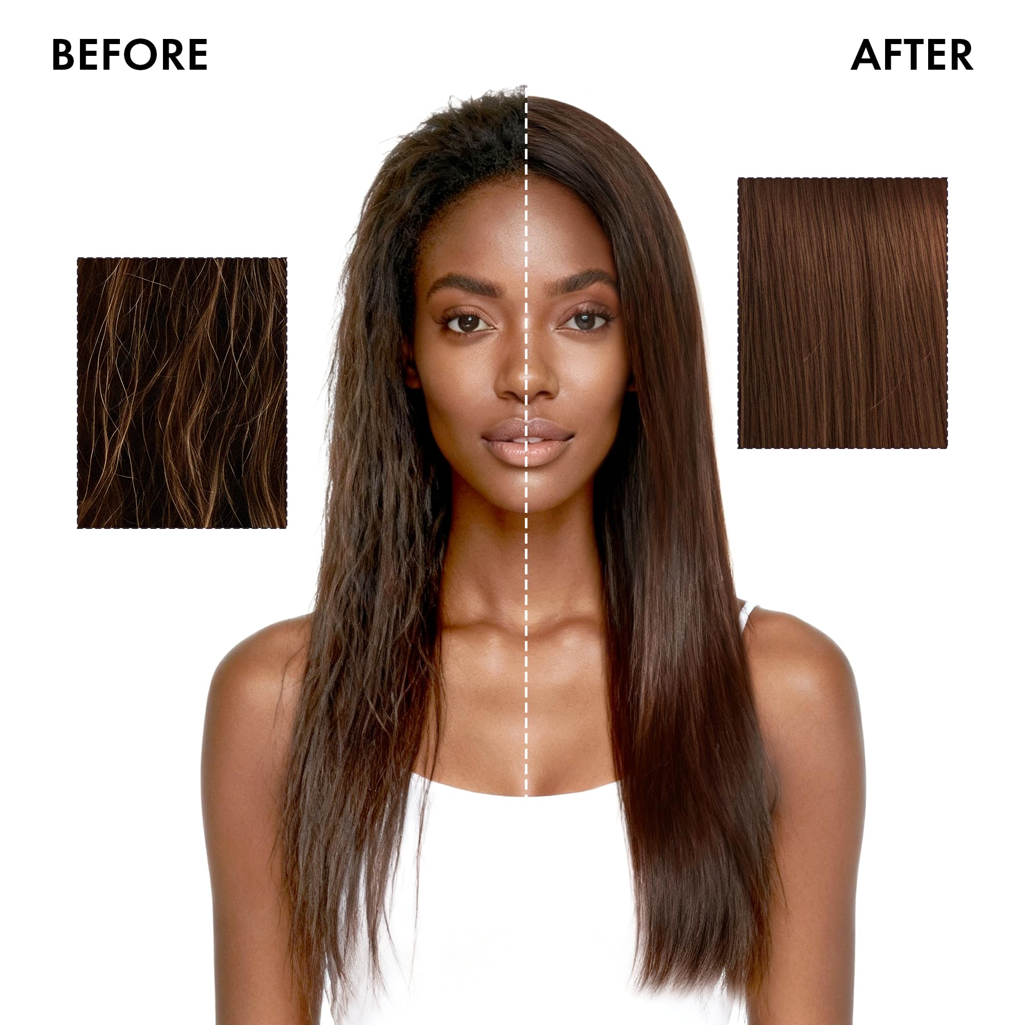 ALFHEIM Argan+ detangling action illustrates effortless combing and frizz control.