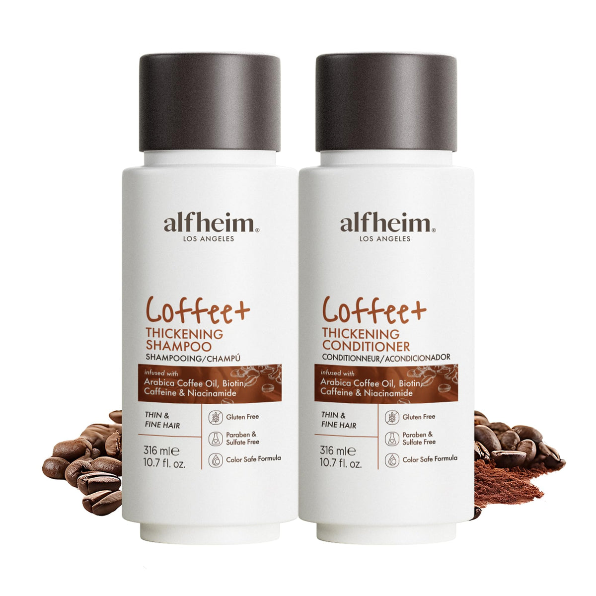 ALFHEIM Coffee Thickening Shampoo bottle for fuller-looking hair