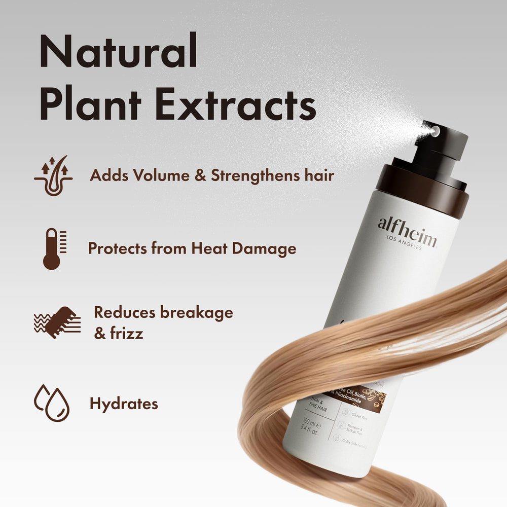 ALFHEIM Coffee+ heat protection keeps hair smooth during styling.