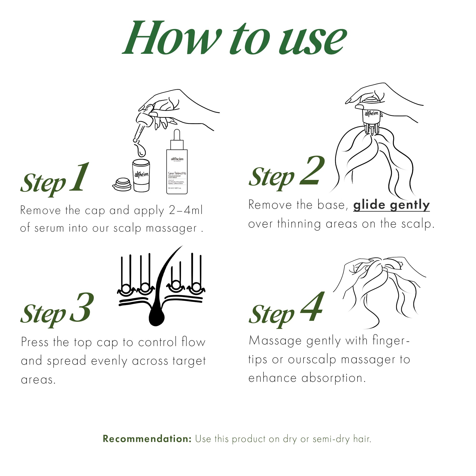 ALFHEIM color-safe serum image shows routine-friendly care for color-treated hair.