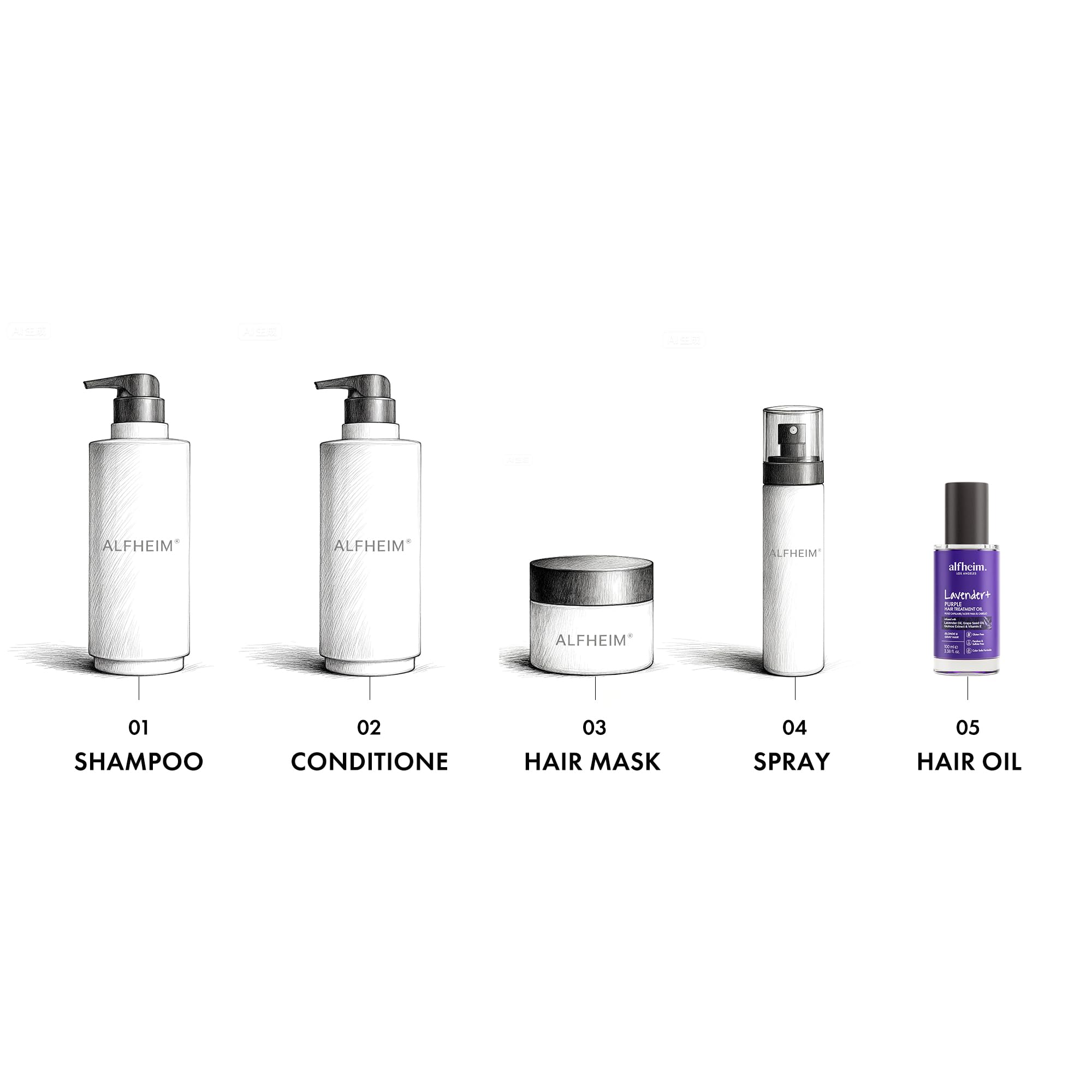 ALFHEIM Lavender+ recyclable glass bottle demonstrating sustainable packaging.