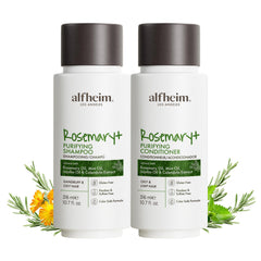 ALFHEIM Rosemary Purifying Shampoo bottle highlights oil balance for fine hair.