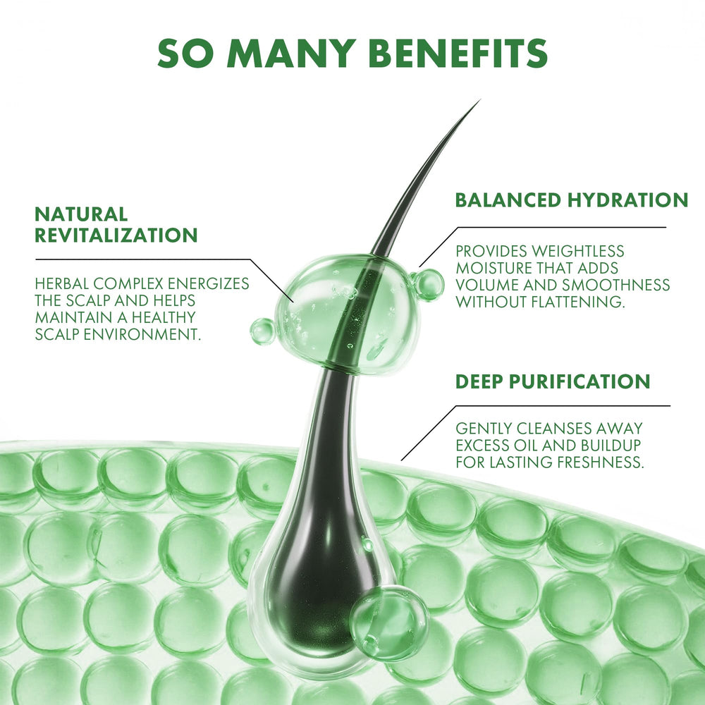 ALFHEIM Rosemary+ Purifying Shampoo scalp-refresh scene suggests airy volume for fine hair