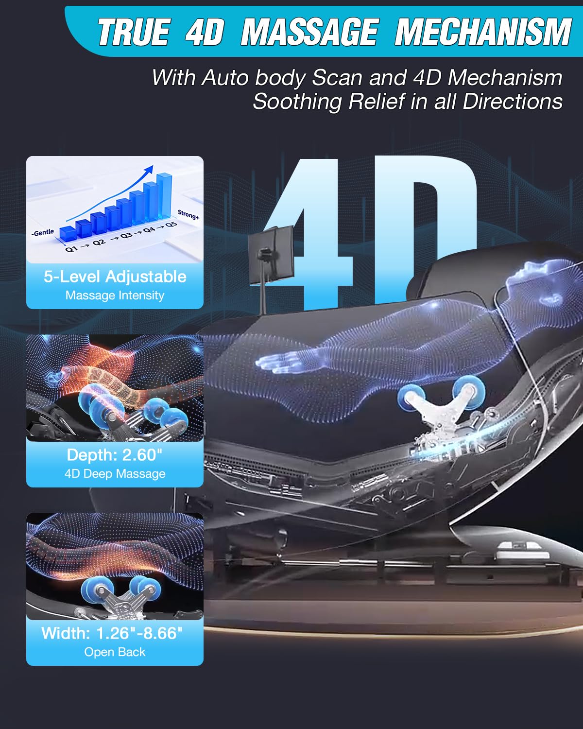Alfine A710 Pro SL-Track Shiatsu massage targets back muscles with precision.