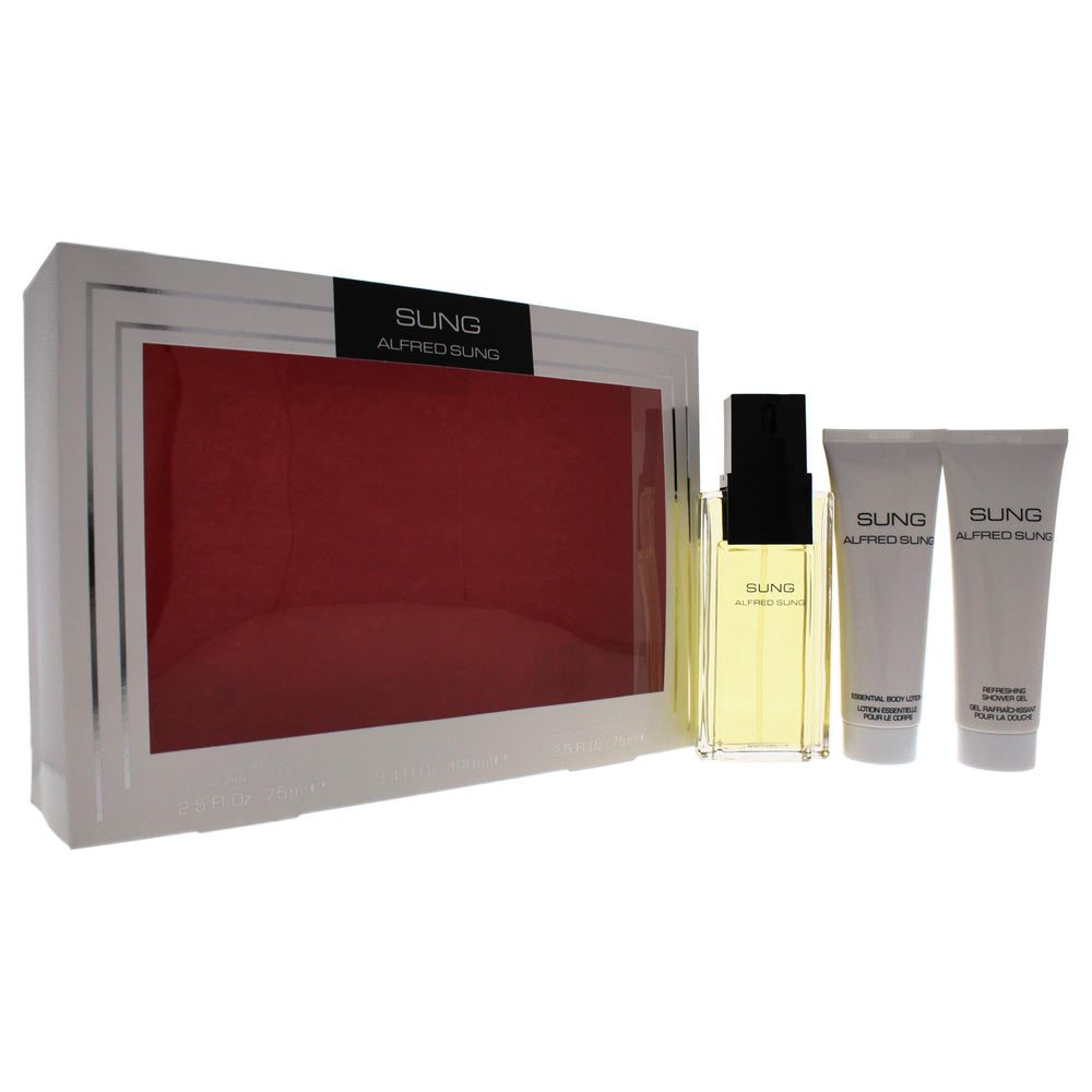 ALFRED SUNG Sung for Women 3pc gift set featuring EDT spray for casual daily wear.