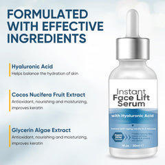 ALFREVER Instant Face Lift Serum applied to the face for instant tightening.