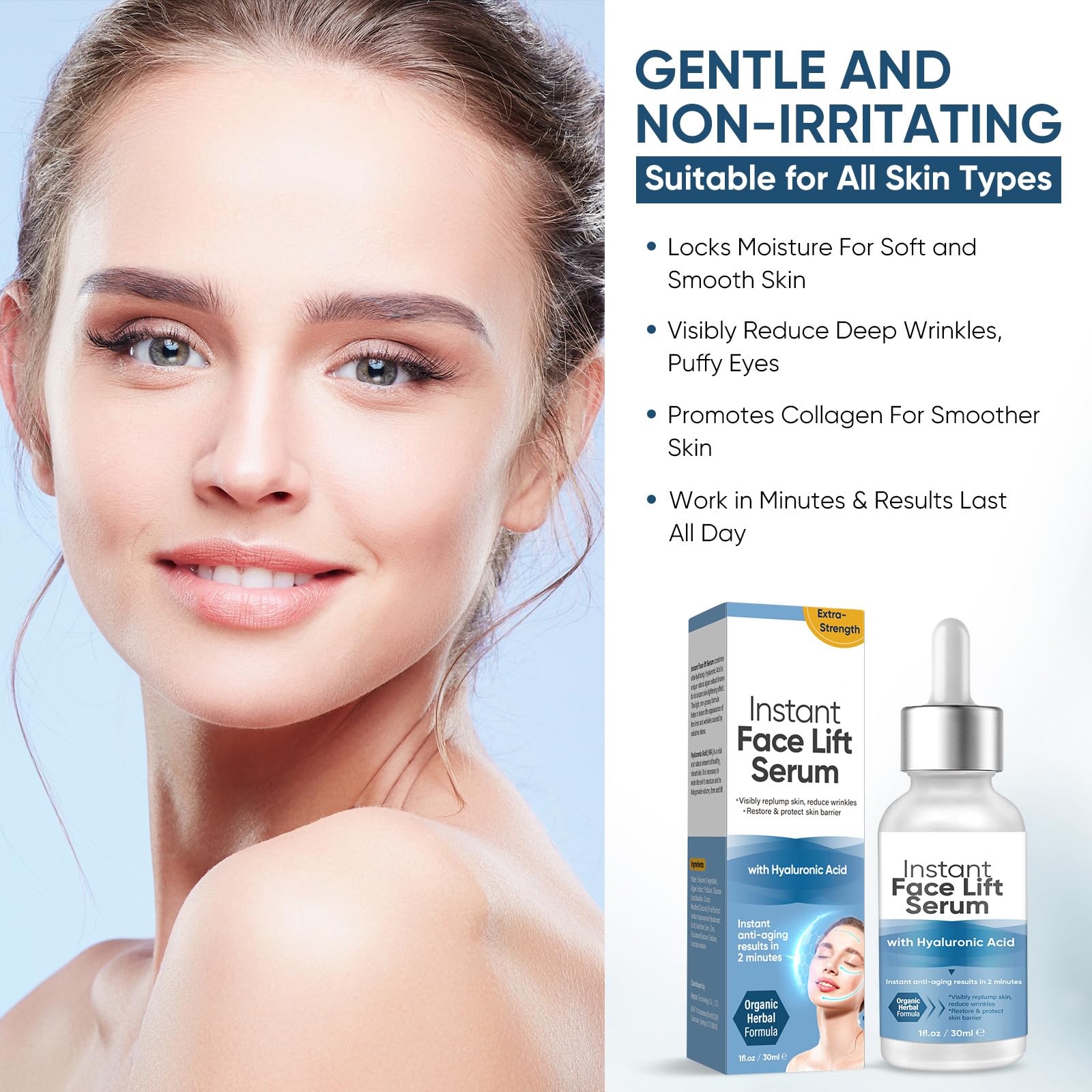 ALFREVER Instant Face Lift Serum on the neck and decollete for a firmer look.