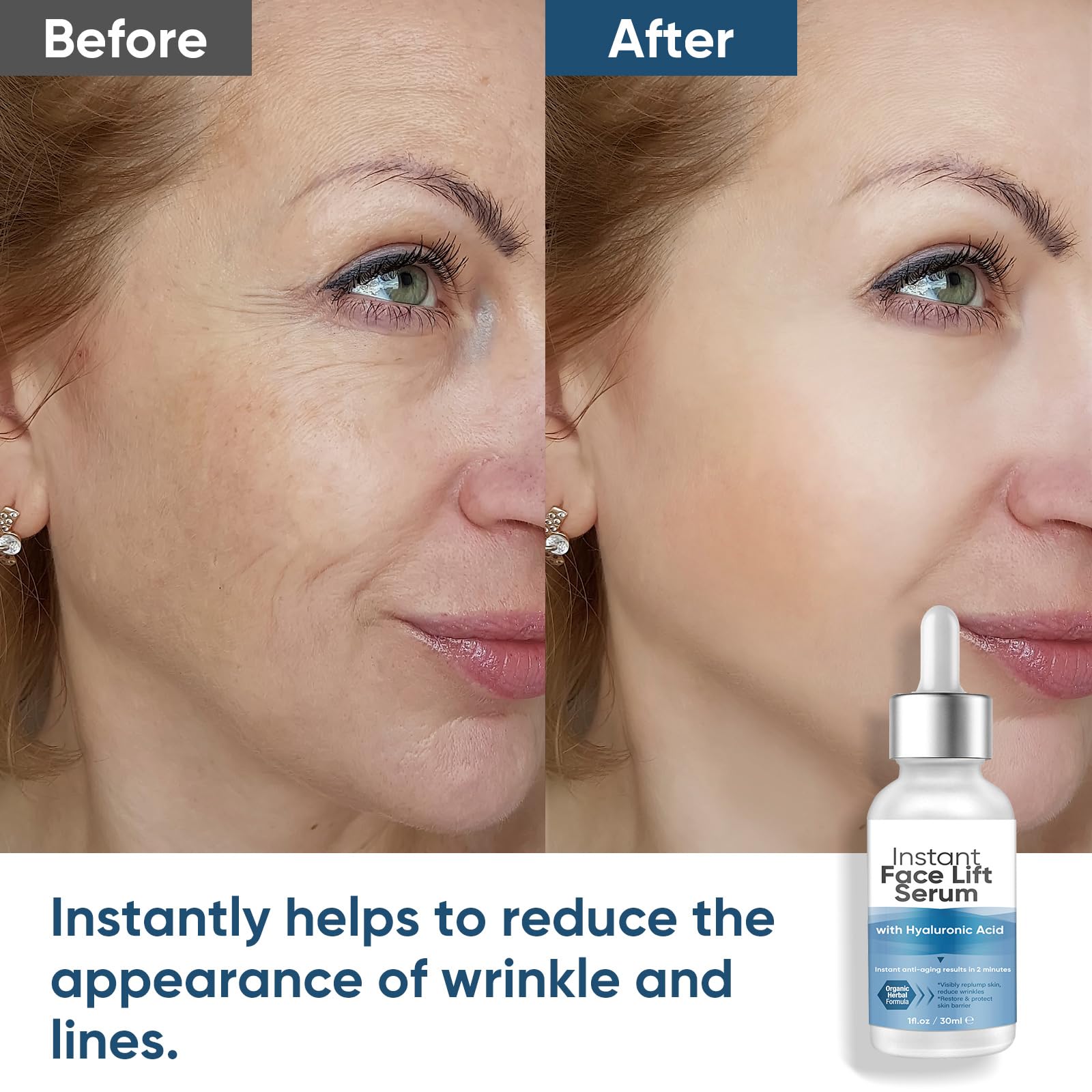 ALFREVER Instant Face Lift Serum texture showing hydrating feel on skin.