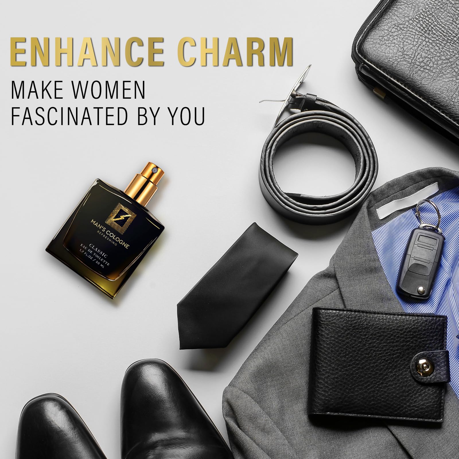 ALFREVER pheromone cologne display with logo, premium quality and versatility.