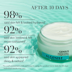 Algenist Genius Sleeping Collagen Night Cream texture shown as rich and creamy for easy spreading.