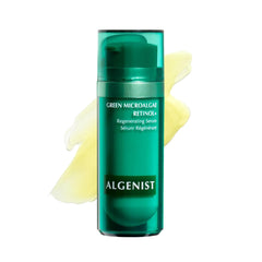 Algenist Green Microalgae Retinol+ serum bottle on a clean surface, premium vegan formula