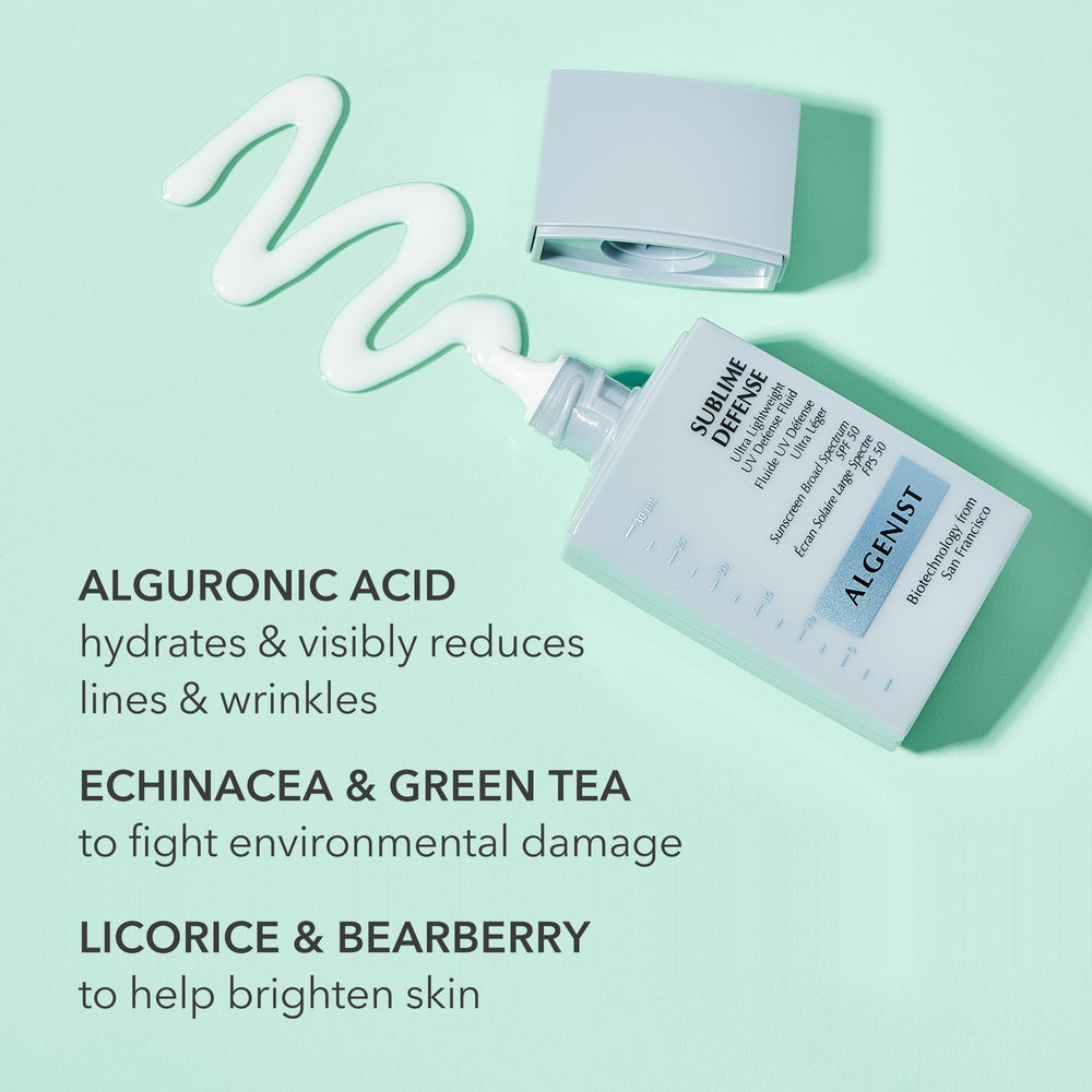 Algenist Sublime Defense echinacea and green tea ingredients showcase
