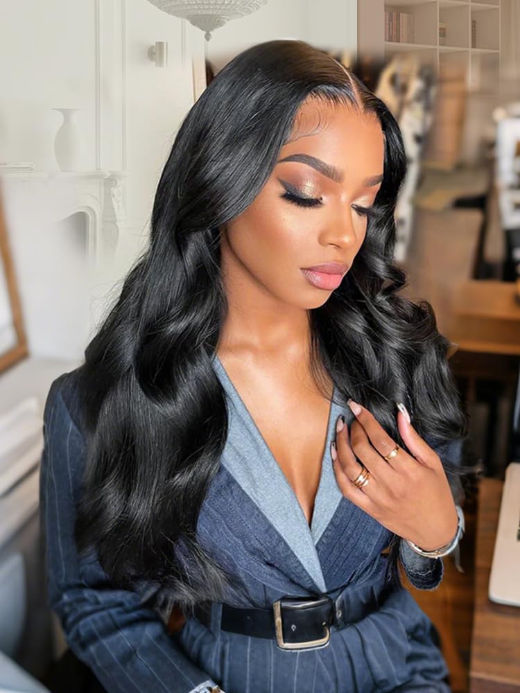 Ali Pearl body wave wig 18 inch front view with natural density and lace front.