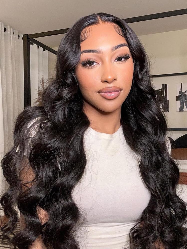 Ali Pearl wig with baby hair detail enhances realistic styling options.
